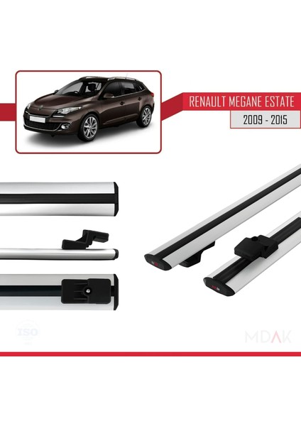 Renault Megane 3 St 2009-2015 Arası ile Uyumlu Basıc Model Ara Atkı Tavan Barı Gri 2 Adet modelleri