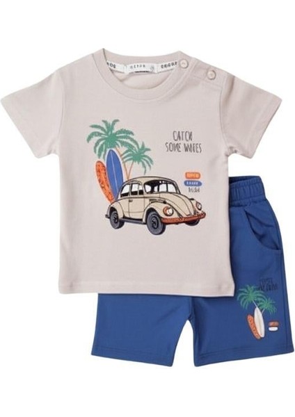 Erkek Bebek Pamuklu Araba Baskılı Şortlu Takım fiyatları