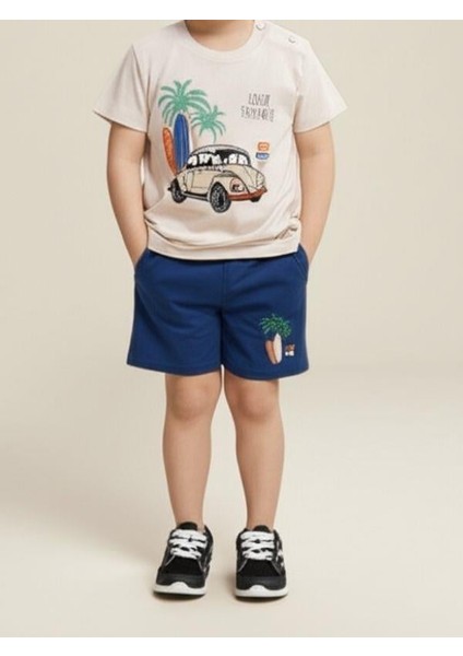Erkek Bebek Pamuklu Araba Baskılı Şortlu Takım fırsatları