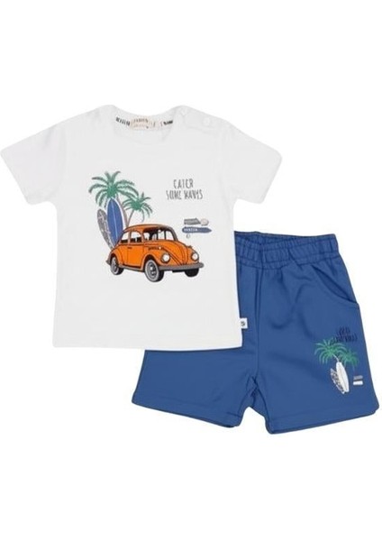 Erkek Bebek Pamuklu Araba Baskılı Şortlu Takım fırsatları