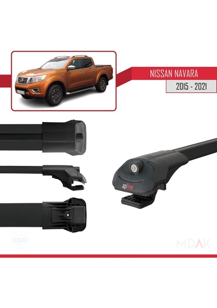 Nissan Navara 4 (D23) 2015-2021 Arası ile Uyumlu Ace-1 Ara Atkı Tavan Barı Siyah 3 Adet modelleri
