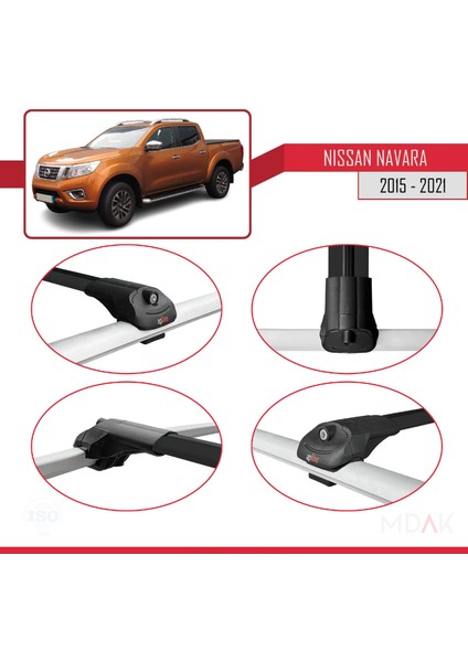 Nissan Navara 4 (D23) 2015-2021 Arası ile Uyumlu Ace-1 Ara Atkı Tavan Barı Siyah 3 Adet fırsatları
