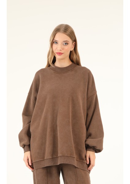 5377 - 3 Iplik Soft Yıkamalı Salaş Basic Kadın Sweatshirt fiyatları