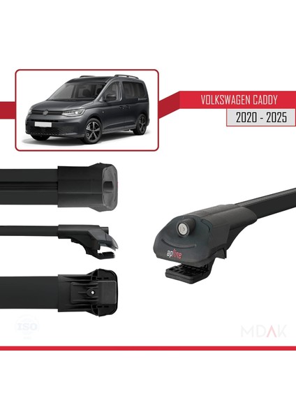 Volkswagen Caddy 4 (Sb) 2020 ve Sonrası ile Uyumlu Ace-1 Ara Atkı Tavan Barı Siyah 4 Adet modelleri