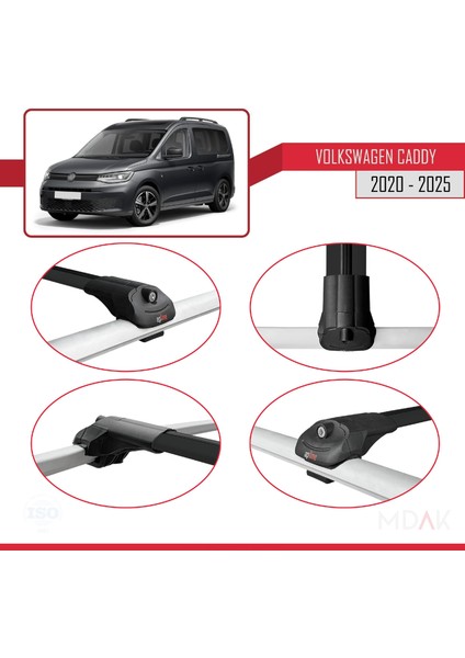 Volkswagen Caddy 4 (Sb) 2020 ve Sonrası ile Uyumlu Ace-1 Ara Atkı Tavan Barı Siyah 4 Adet fırsatları