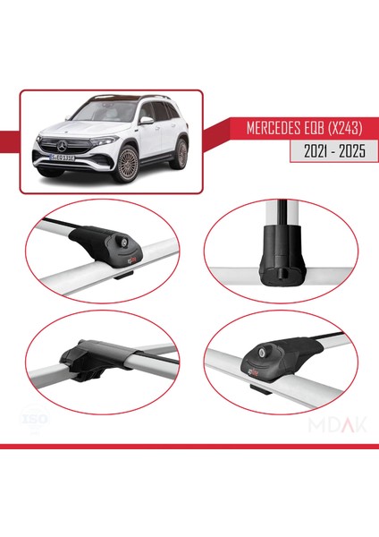 Mercedes Eqb (X243) 2021 ve Sonrası ile Uyumlu Ace-1 Ara Atkı Tavan Barı Gri 2 Adet fırsatları