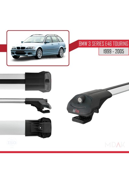 Bmw 3 Serisi (E46) Touring 1999-2005 Arası ile Uyumlu Ace-1 Ara Atkı Tavan Barı Gri 2 Adet modelleri