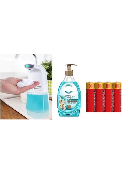 Sensörlü Fotoselli Sıvı Sabunluk,piller Dahil 21X10X5CM ve Bir Adet 392 ml Sıvı Sabun Aqua ve Deniz Esintisi fiyatları