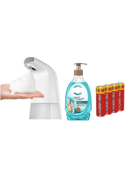 Sensörlü Fotoselli Sıvı Sabunluk,piller Dahil 21X10X5CM ve Bir Adet 392 ml Sıvı Sabun Aqua ve Deniz Esintisi fırsatları