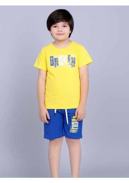 Erkek Çocuk Pamuklu Baskılı Şortlu Takım modelleri