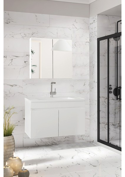 Viola-Win 80 cm Mdf Banyo Dolabı, Seramik Lavabolu Banyo Dolabı Seti Hazır Kurulu modelleri