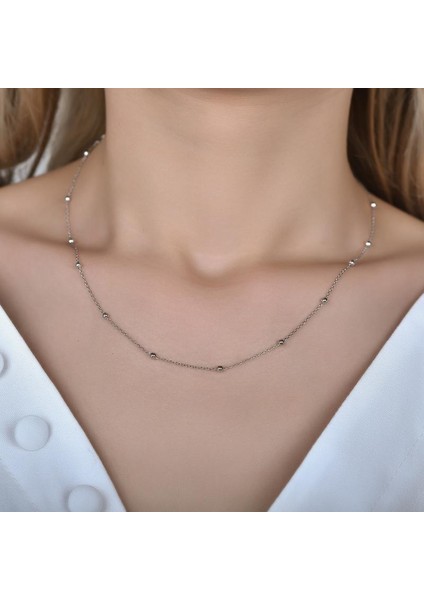 Rose Kaplama Top Detay Minimal Zincir Kolye