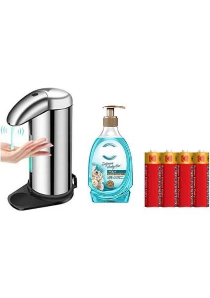 Sensörlü Fotoselli Sıvı Sabunluk,piller Dahil 14X10X22CM ve Bir Adet 392 ml Sıvı Sabun Aqua ve Deniz Esintisi fiyatları