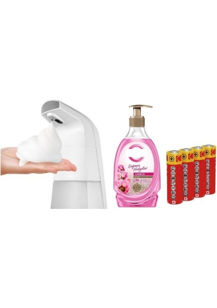 Sensörlü Fotoselli Sıvı Sabunluk,piller Dahil 21X10X5CM ve Bir Adet 392 ml Sıvı Sabun Amber ve Gül fırsatları