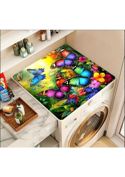 55 cm x 45 cm Canlı Kelebek ve Çiçek Tasarımı Tezgah Üstü Bulaşık Kurutma Matı Bulaşıklık Kurutma Örtüsü fırsatları
