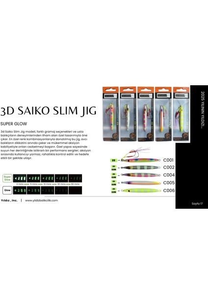 3D Saiko Slim Jig 30GR C002 modelleri