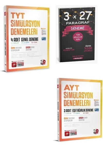 3D Yayınları Tyt ve Ayt Eşit Ağırlık Deneme Seti