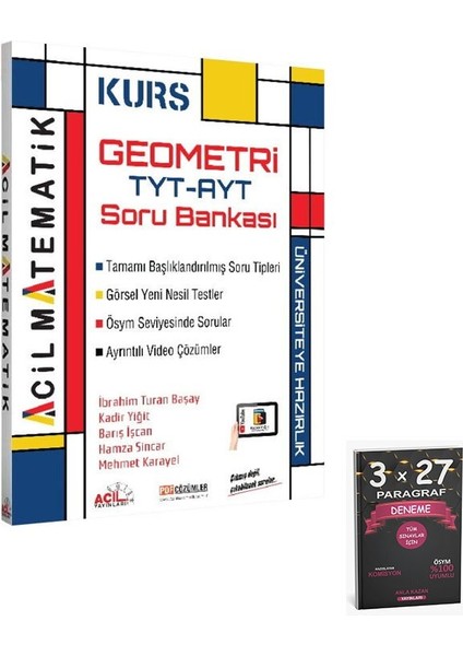 Acil Yayınları Tyt Ayt Geometri Kurs Soru Bankası+Anlakazan Paragraf