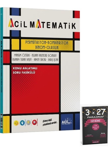 Acil Yayınları Ayt Permütasyon Kombinasyon Binom Olasılık Konu Anlatımlı Soru Fasikülü+Anlakazan Parağraf