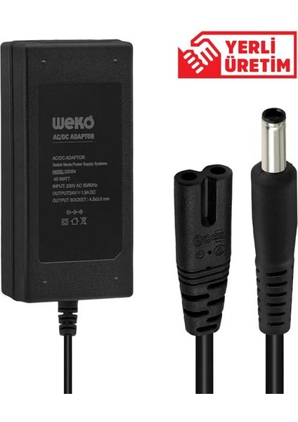 Weko 24 Volt 1.9 Amper 4.5x3.0 mm Uçlu Notebook Adaptör