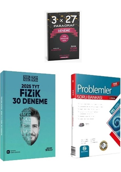 2025 Tyt Fizik 30 Deneme Özcan Aykın+ Bilgi Sarmal Tyt Problemler Soru Bankası+Anlakazan Paragraf