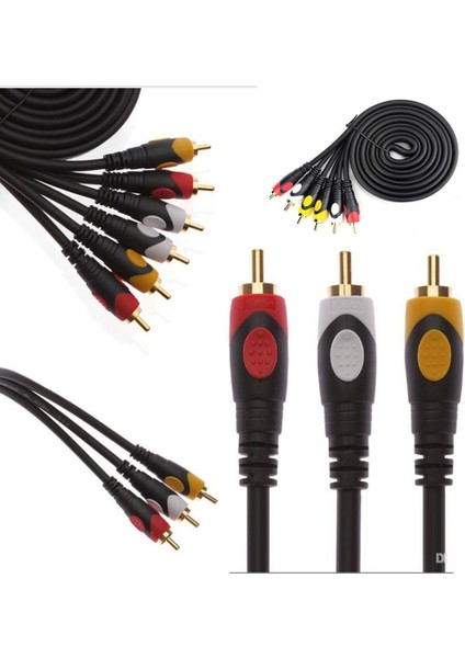 10 Metre 3 Rca To 3rca Ses ve Görüntü Kablosu - Özel Bakır Seri
