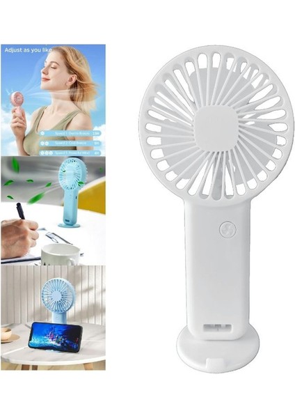 Mini Fan,telefon Tutucu,portatif El Vantilatörü Beyaz 9,3X19CM