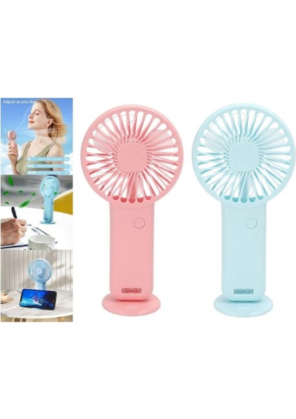 2 Adet Mini Fan,telefon Tutucu,portatif El Vantilatörü Pembe,mavi 9,3X19CM