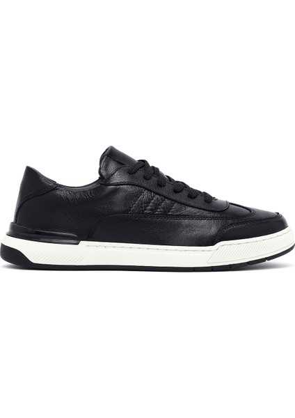 Erkek Siyah Bağcıklı Deri Sneaker 25SFD688418