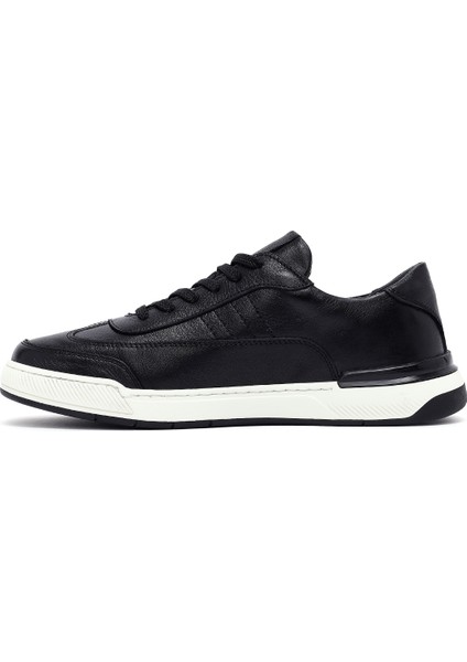 Erkek Siyah Bağcıklı Deri Sneaker 25SFD688418