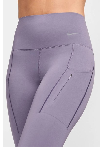 Trainng Go Dri Fit Infinalock High Rise 7/8 Leggings 6 Cepli Toparlayıcı Yüksek Belli Reflektörlü Antrenman Taytı Mor