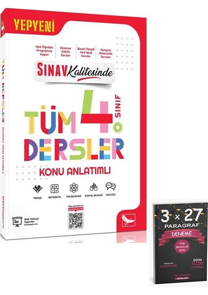 Sınav Yayınları Sınav Kalitesinde 4. Sınıf Tüm Dersler Konu Anlatımlı+Anlakazan Paragraf