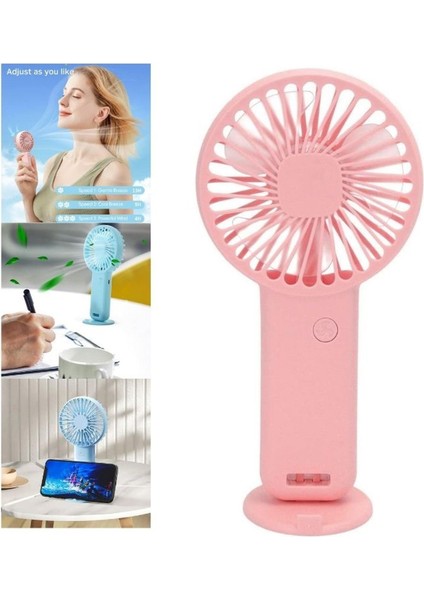 Mini Fan,telefon Tutucu,portatif El Vantilatörü Pembe 9,3X19CM