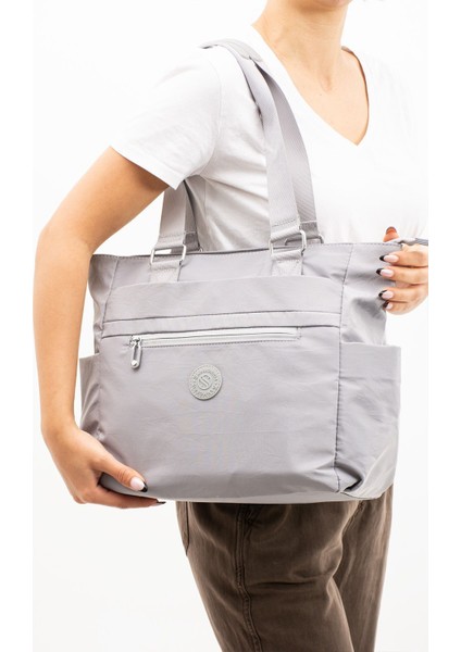 Kadın Çok Gözlü Kullanışlı Suya Dayanıklı Saten Kumaş Çapraz Askılı El ve Omuz Çantası