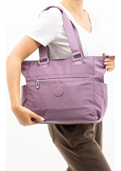 Kadın Çok Gözlü Kullanışlı Suya Dayanıklı Saten Kumaş El ve Omuz Çantası