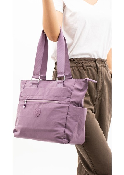 Kadın Çok Gözlü Kullanışlı Suya Dayanıklı Saten Kumaş El ve Omuz Çantası