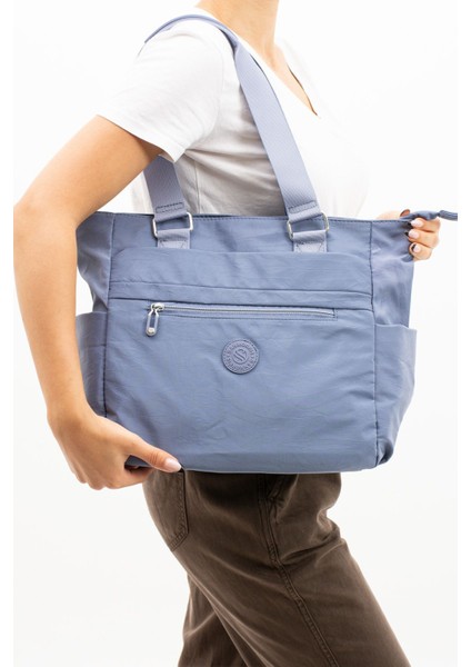 Kadın Çok Gözlü Kullanışlı Suya Dayanıklı Saten Kumaş Çapraz Askılı El ve Omuz Çantası