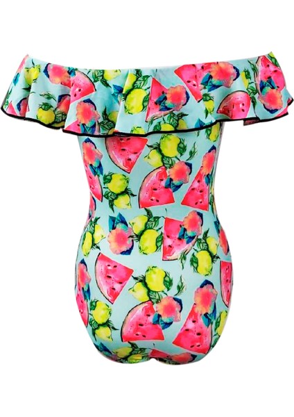 Kayık Yaka Meyve Desenli Fırfırlı Kız Çocuk Mayo By Nessi Byrd fiyatları