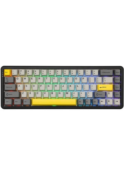 AK680 Max Gri Front Printed Magnetic Rice Manyetik Switch Rgb Hotswap Mekanik Gaming Klavye