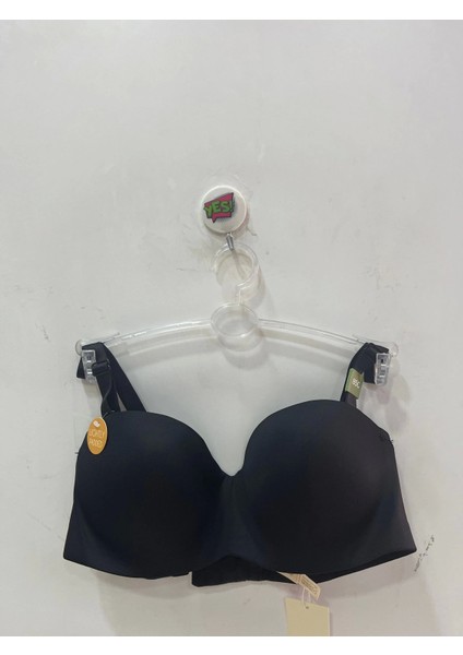 Kadın C Cup Straplez Dolgusuz Mikro Kumaş Siyah Sütyen - 1110