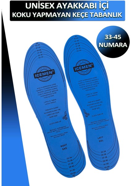 Bağcık Icemen Unisex Ayakkabı Içi Koku Yapmayan Tek Boy Tabanlık Set