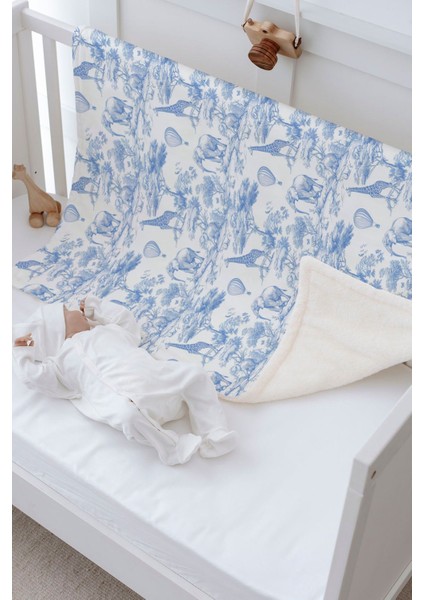 Peluş Çift Yüz Battaniye - Blue Toile De Jouy modelleri