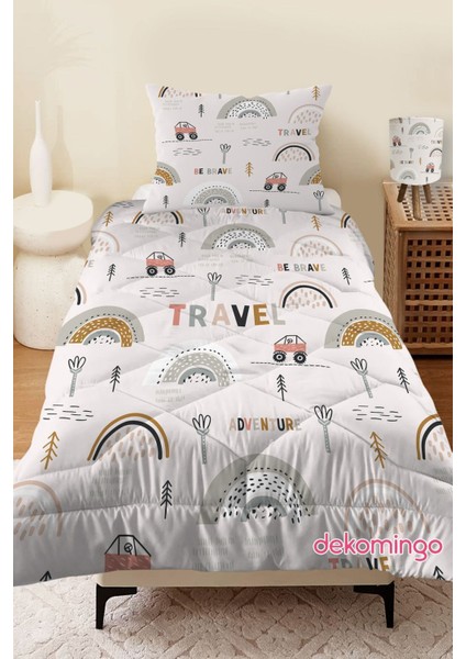 Adventure Desenli Kapitone Çocuk Yorgan ve Yastık Kılıfı