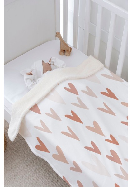 Peluş Çift Yüz Battaniye - Mavi Yıldız ve Gökkuşağı