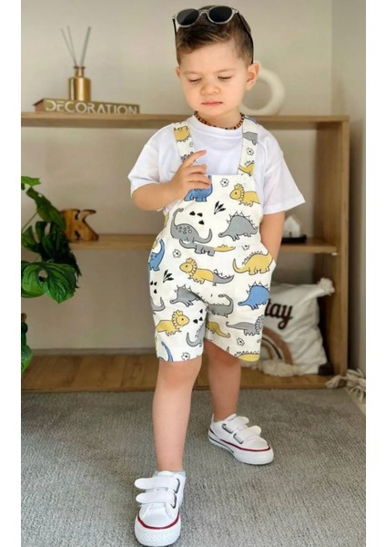 Erkek Çocuk Dinozor Desenli Denim Gabardin Kumaş