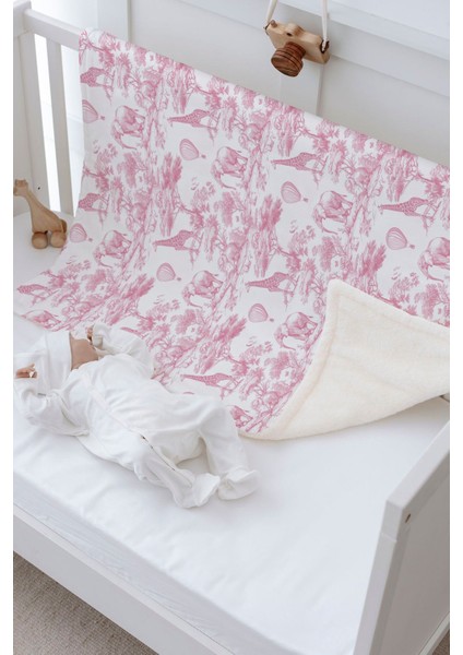 Peluş Çift Yüz Battaniye - Pink Toile De Jouy modelleri