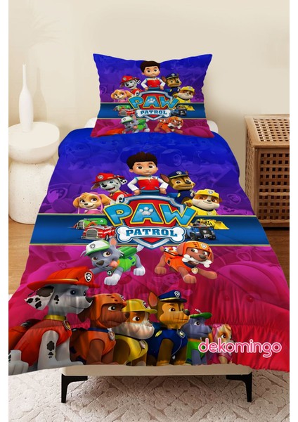 Mavi Kırmızı Paw Patrol Yorgan Seti