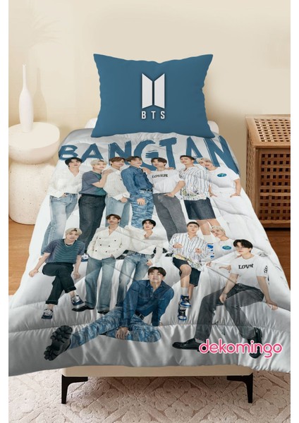 Mavi Bts Bangtan Bebek ve Çocuk Odası Kapitone Yorgan