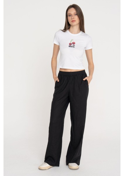 JJXX Jxpoppy Lınen Hw Pant Pnt Siyah Kadın Pantolon