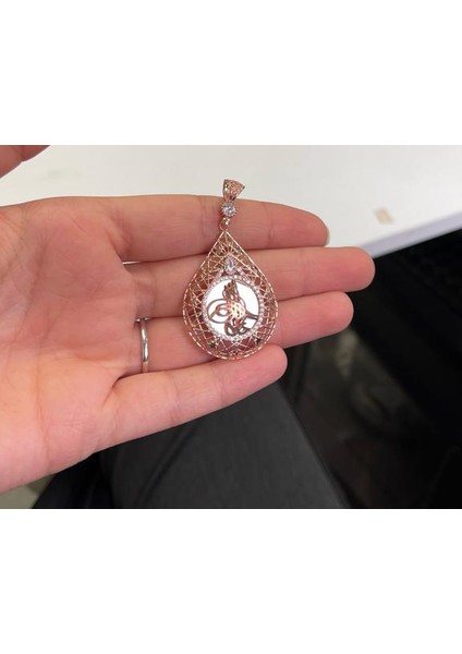 Rose Kaplama Osmanlı Tuğralı Kolye Ucu